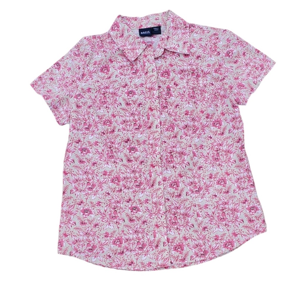 Basic Editions Small Pink Floral Blouse